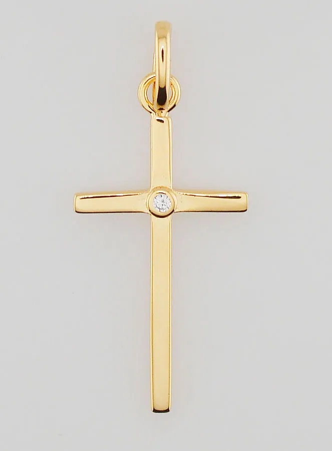 Vergoldeter Anhänger Kreuz mit Zirkonium (pic 1)