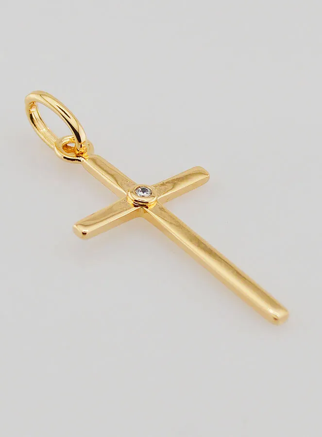 Vergoldeter Anhänger Kreuz mit Zirkonium (pic 3)