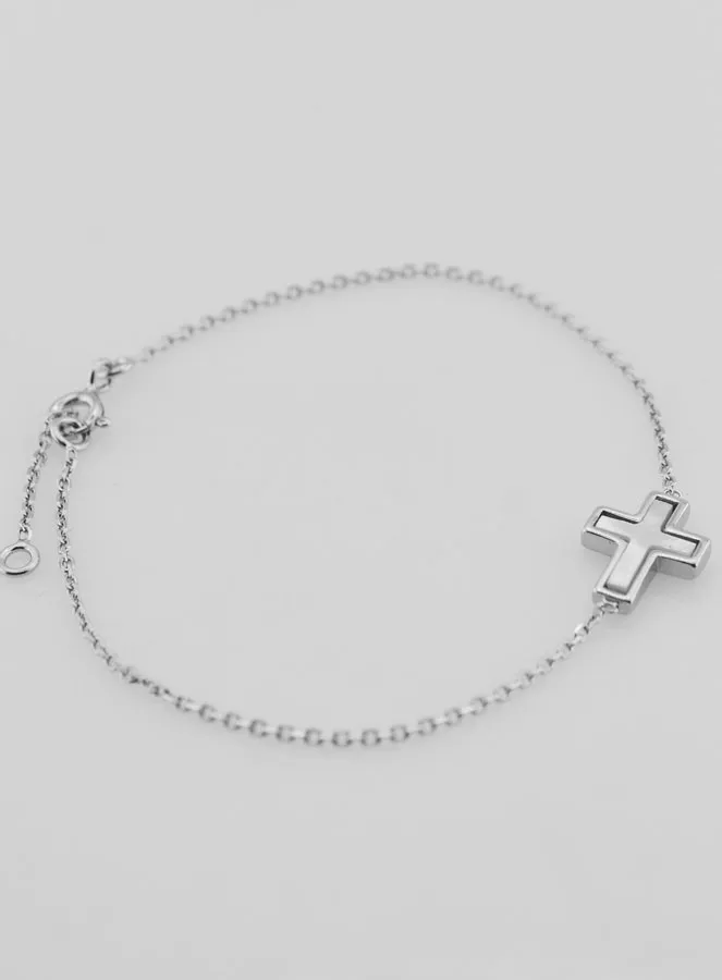 Religiöses Silber Armband mit Perlmutt-Kreuz (pic 3)