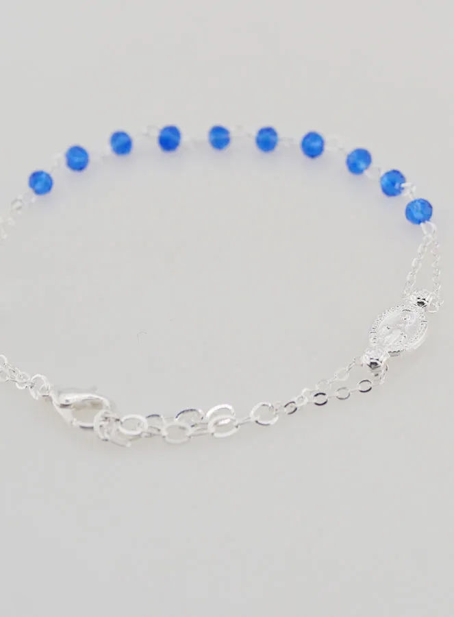 Zehner Rosenkranz Armband Wundertätige Medaille und Kreuz - Blau (pic 4)