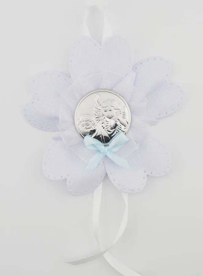 Taufgeschenk – Medaillon für Babywiege Blume – Schutzengel (pic 1)
