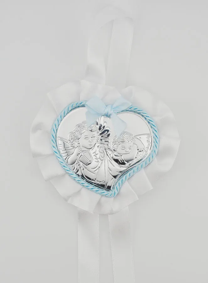 Taufgeschenk – Medaillon für Babywiege Herz und Schutzengel (pic 1)