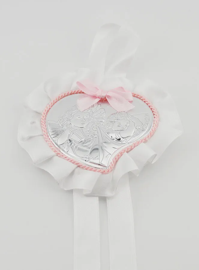 Taufgeschenk – Medaillon für Babywiege Herz und Schutzengel (pic 2)