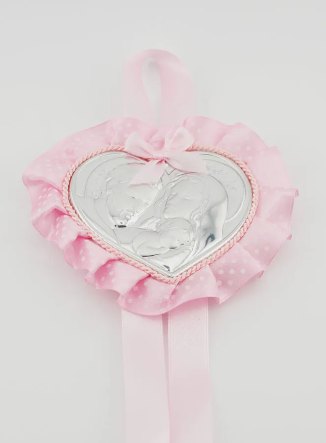 Taufgeschenk – Medaillon für Babywiege Herz Heilige Familie (pic 2)