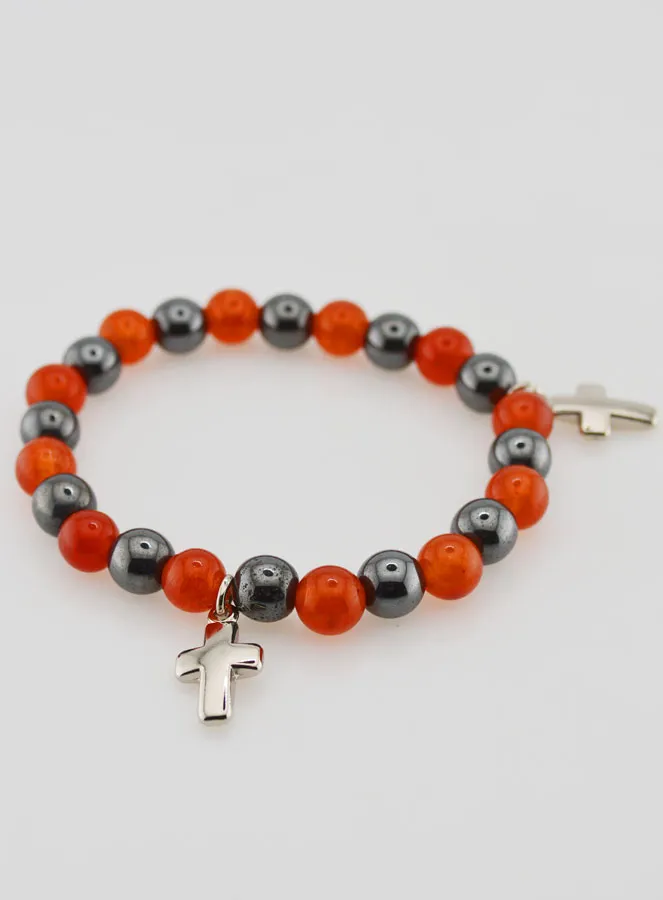 Armband mit Kreuz – Hämatit und Karneol (pic 3)
