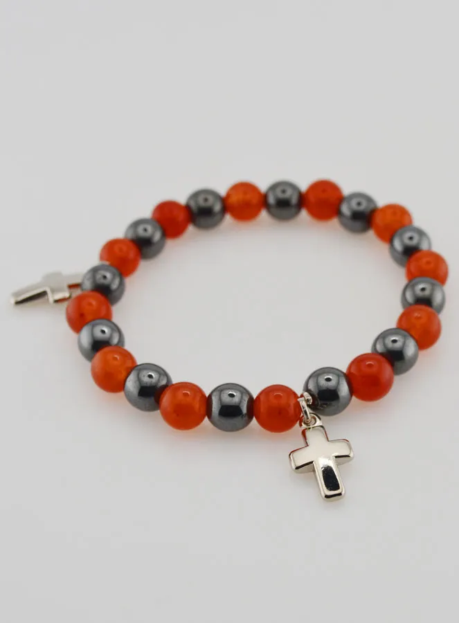Armband mit Kreuz – Hämatit und Karneol (pic 4)