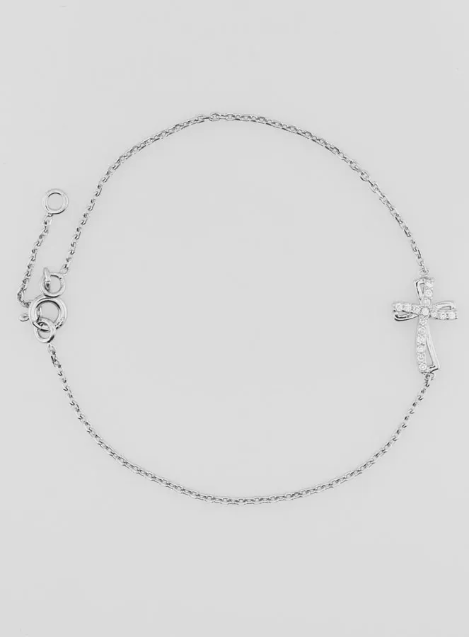 Religiöses Armband Silber mit Strasskreuz (pic 1)