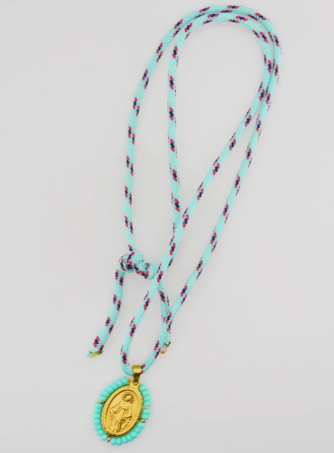 Wundertätige Medaille Grüne Perlen und Kordel (pic 3)