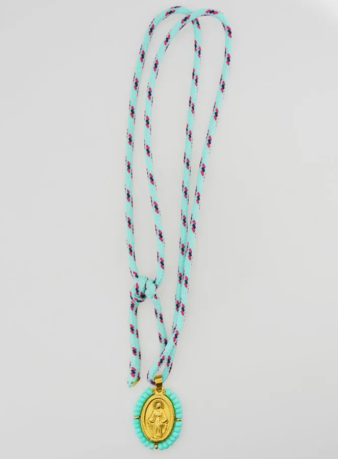 Halskette Kordel Wundertätige Medaille und Grüne Perlen (pic 3)
