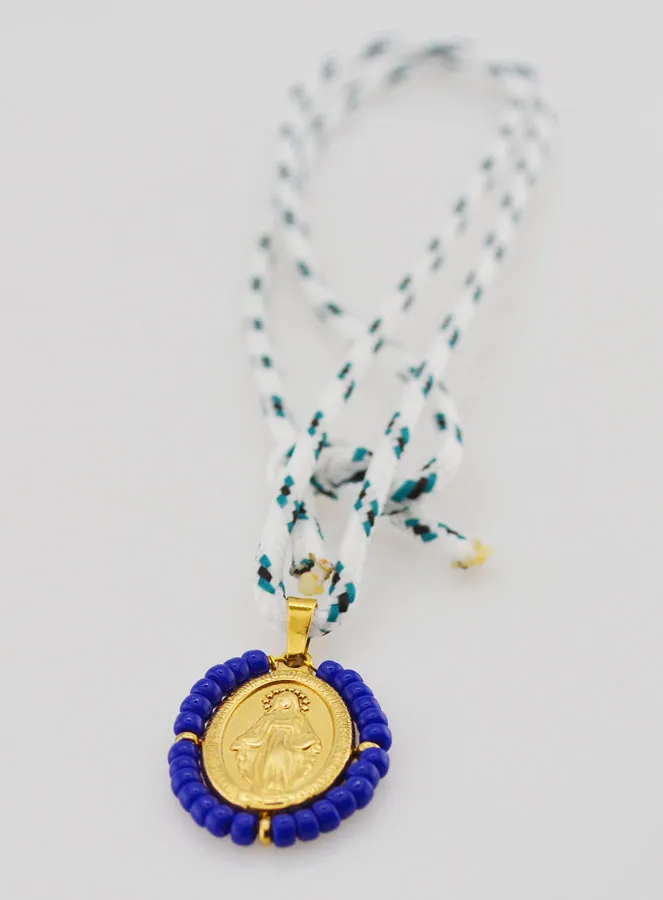Wundertätige Medaille Blaue Perlen und Kordel (pic 4)