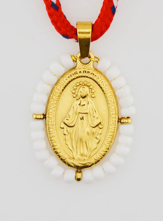 Wundertätige Medaille Weiße Perlen und Kordel (pic 1)