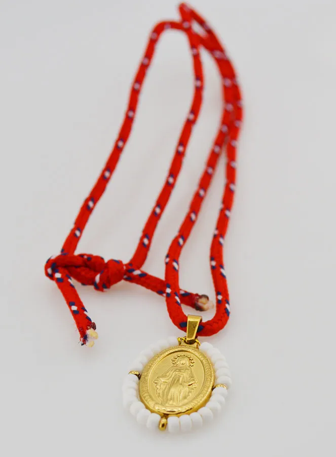 Wundertätige Medaille Weiße Perlen und Kordel (pic 4)