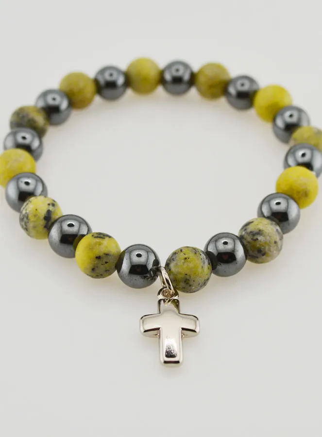 Armband mit Kreuz – Hämatit und Serpentin (pic 2)