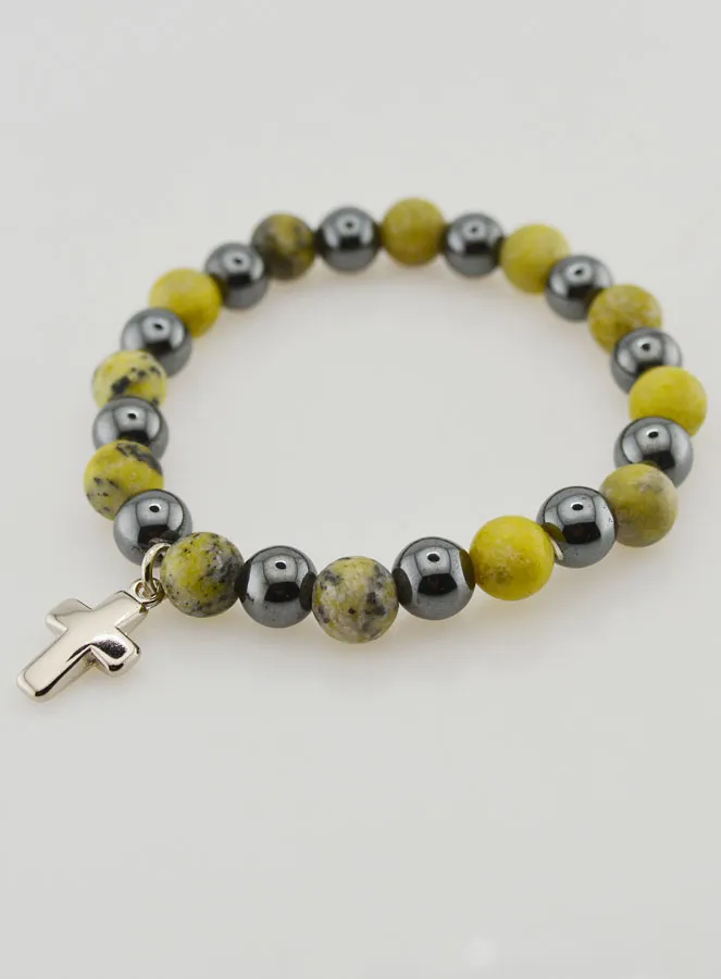 Armband mit Kreuz – Hämatit und Serpentin (pic 3)