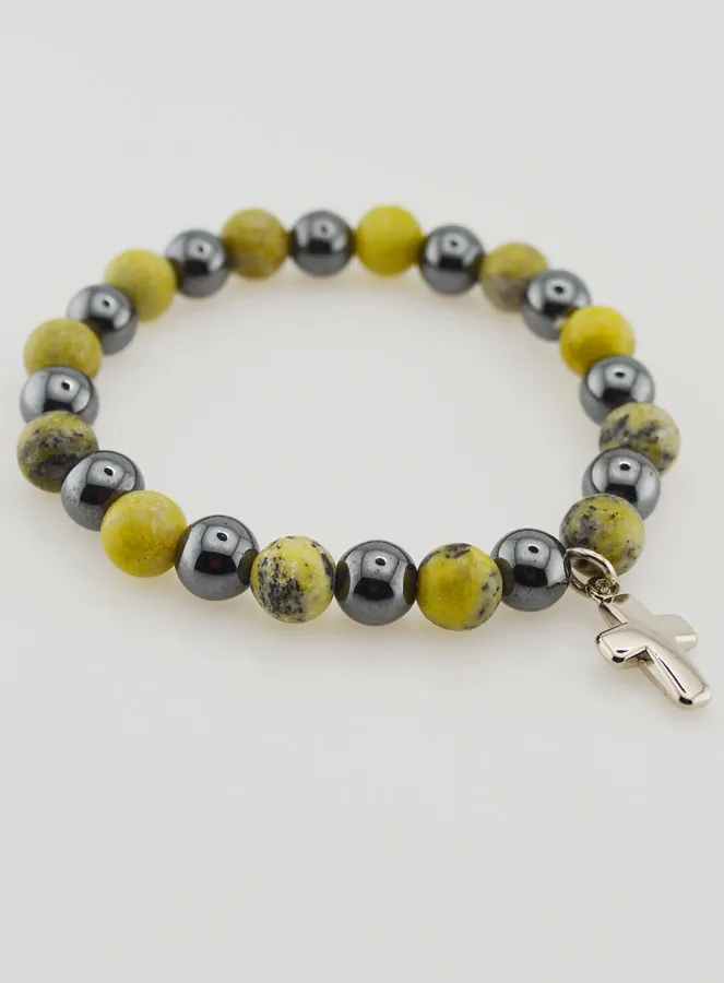 Armband mit Kreuz – Hämatit und Serpentin (pic 4)