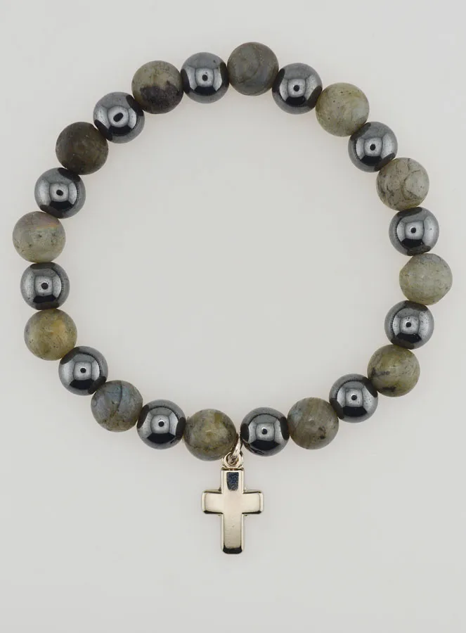 Armband mit Kreuz – Hämatit und Labradorit (pic 1)