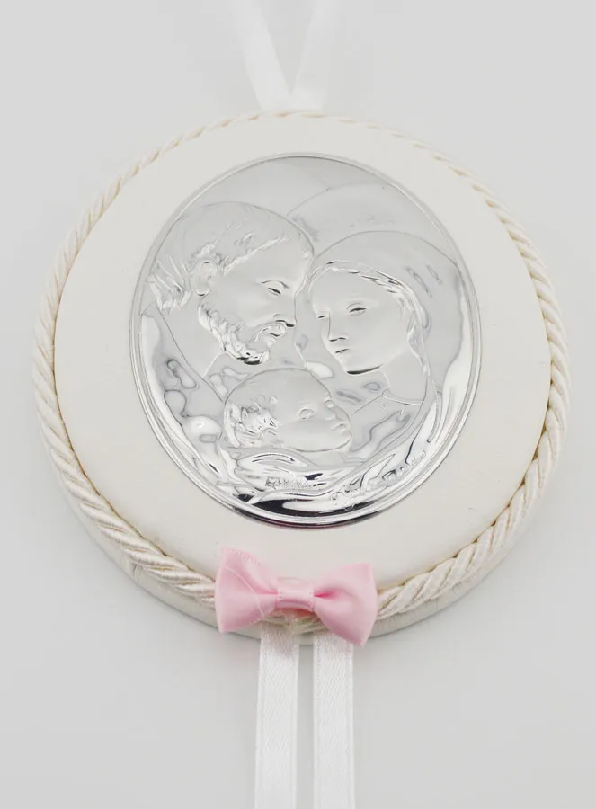 Taufgeschenk für Mädchen – Medaillon für Babywiege Heilige Familie (pic 2)