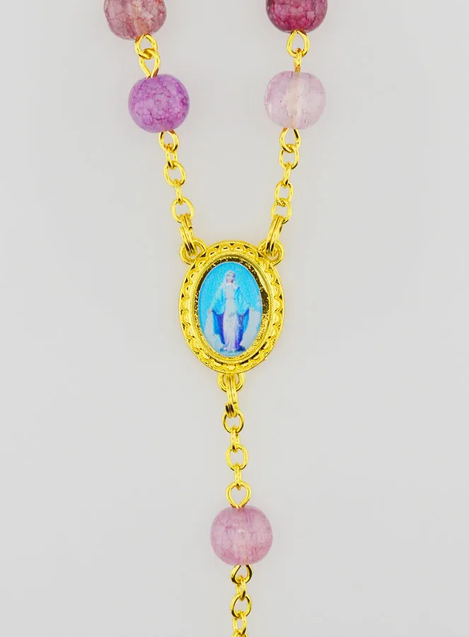 Rosenkranz der Wunderbaren Jungfrau mit Glasperlen – Lila (pic 4)