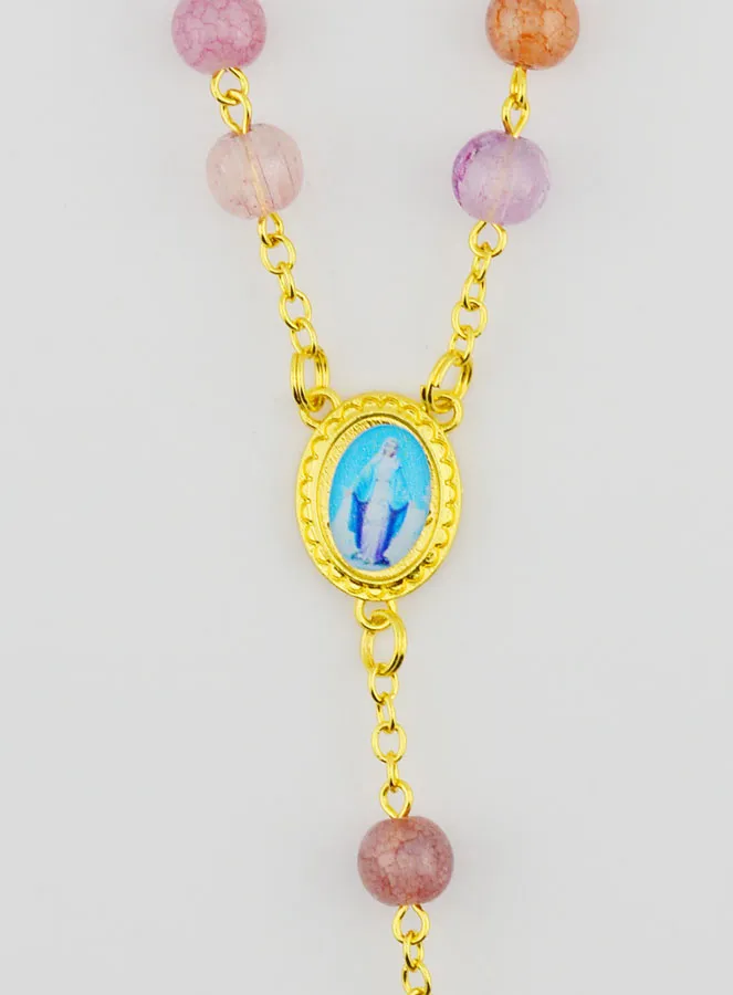 Rosenkranz mit Lila Glasperlen - Wundertätige Madonna (pic 4)