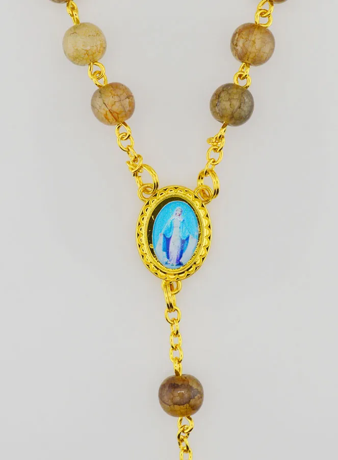 Rosenkranz der Wunderbaren Jungfrau mit Glasperlen – Braun (pic 4)