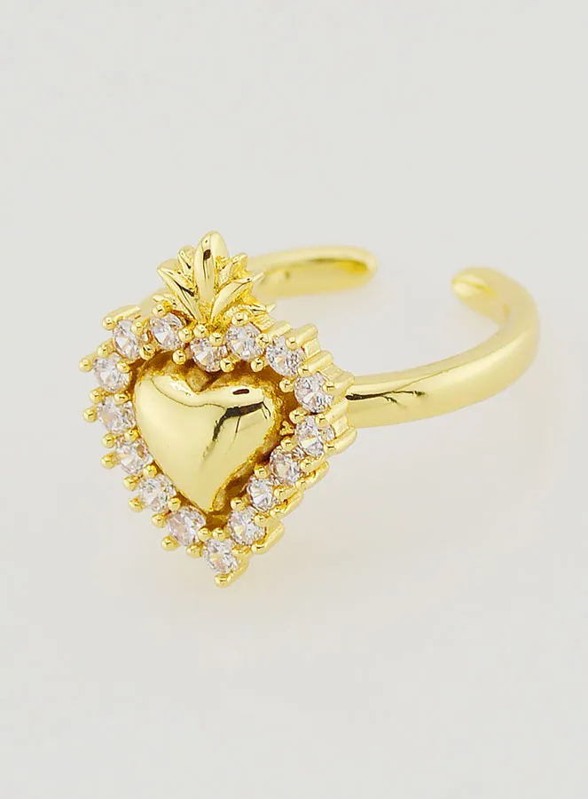 Verstellbarer Ring mit Ex Voto aus Gold-Messing und Strass (pic 2)