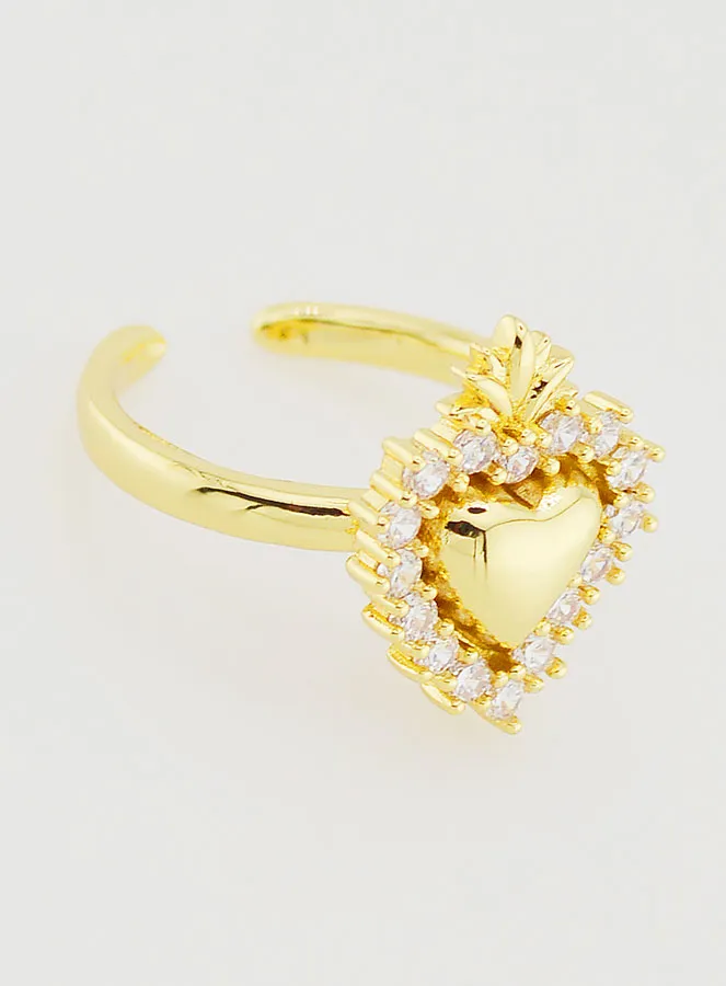 Verstellbarer Ring mit Ex Voto aus Gold-Messing und Strass (pic 3)