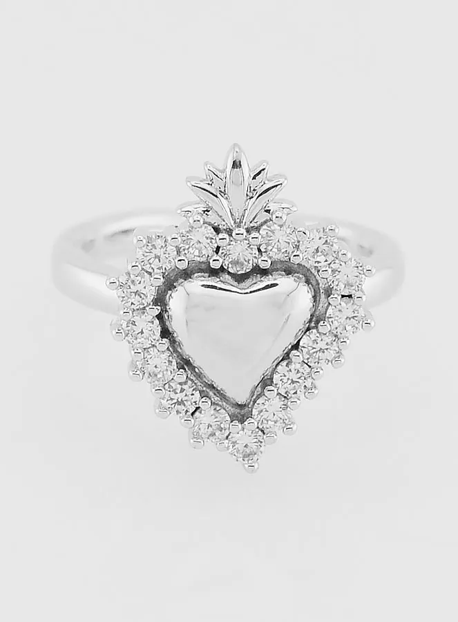 Verstellbarer Ex Voto Ring Silber-Messing und Strass (pic 1)