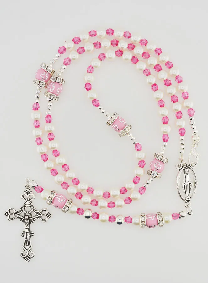 Rosenkranz mit Verschluss Madonna – Rosa Perlen (pic 1)
