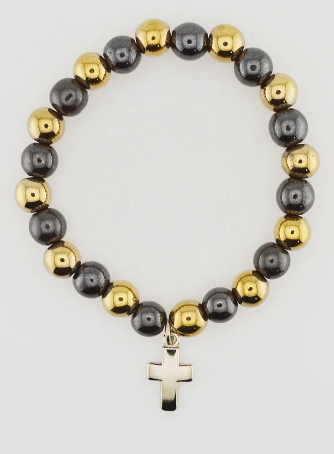 Religiöses Armband mit Kreuz - Hämatit und Pyrit (pic 1)
