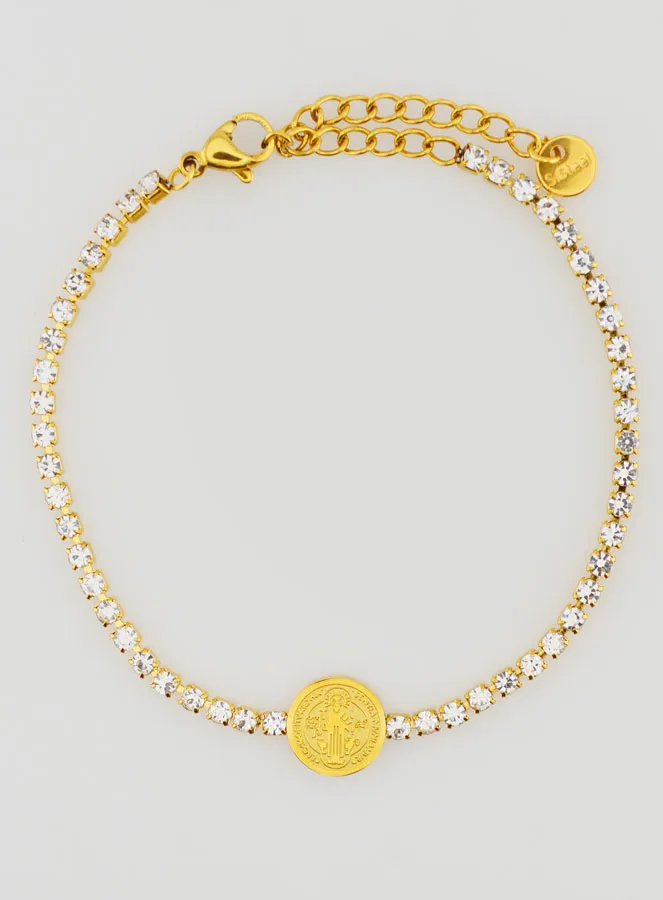 Armband des Heiligen Benedikt aus Goldfarbenem Edelstahl (pic 1)