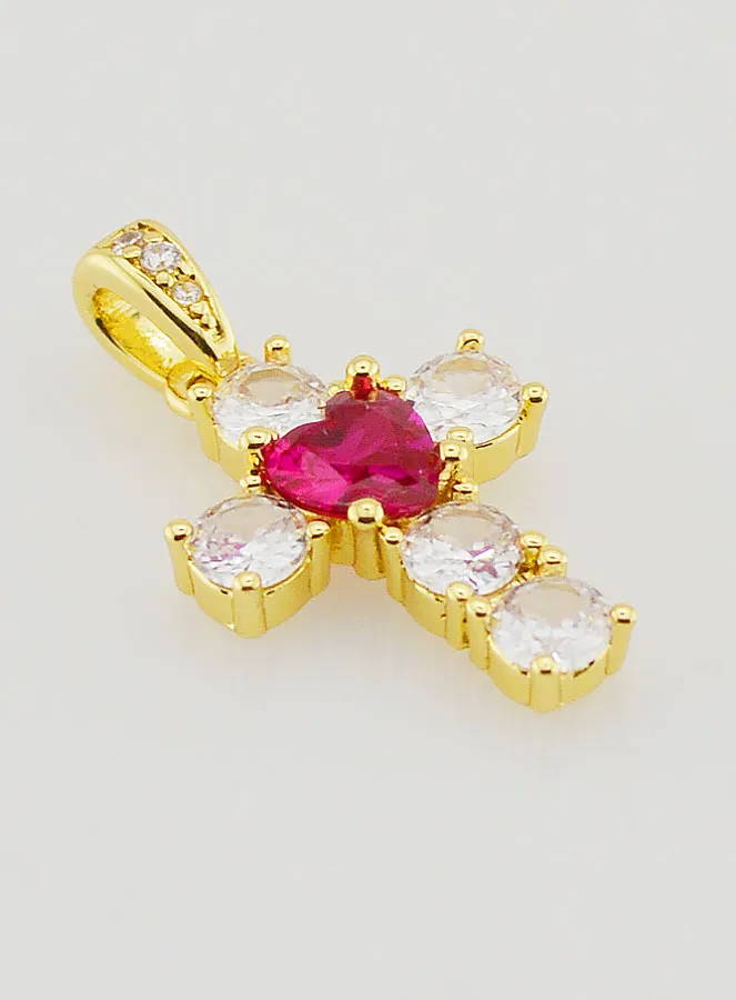 Kreuz-Anhänger Rotes Herz - 15mm (pic 3)