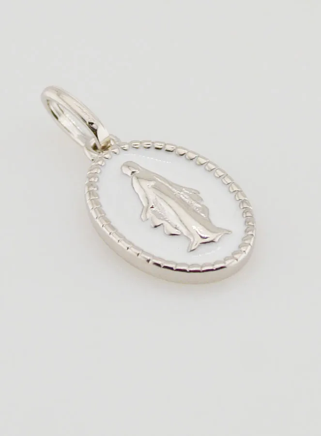 Wunderbare Medaille Silber und Weiß Emaille (pic 3)