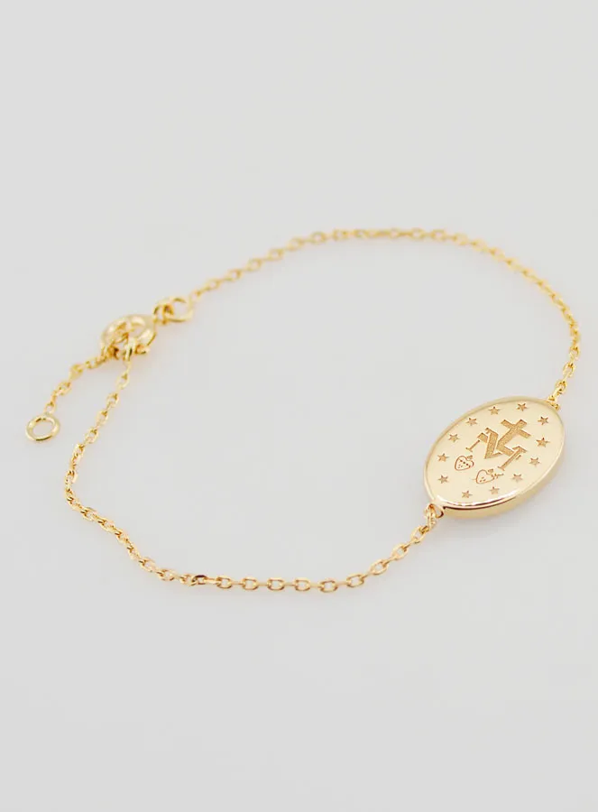 Armband Wundertätige Medaille - Vergoldet und Blau Emailliert (pic 3)