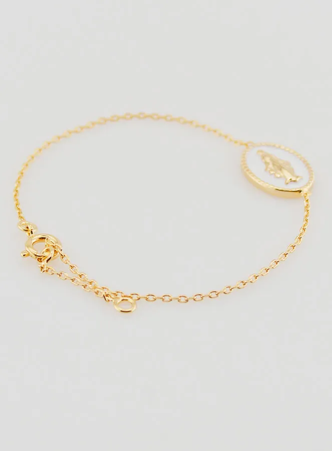 Armband Wundertätige Medaille - Vergoldet und Weiß Emailliert (pic 3)