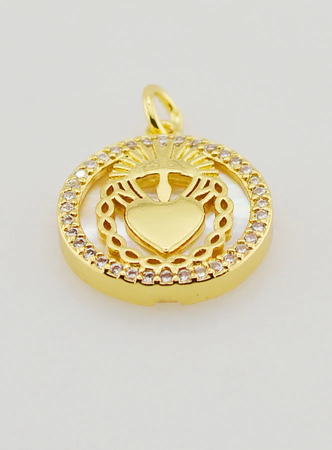 Ex Voto Anhänger Perlmutt und Strass - 16mm (pic 2)