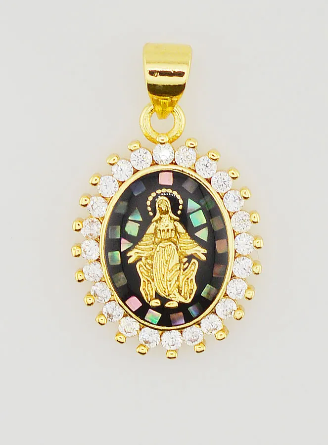 Medaille Wundertätige Madonna Schimmernd Schwarz - 17mm (pic 1)