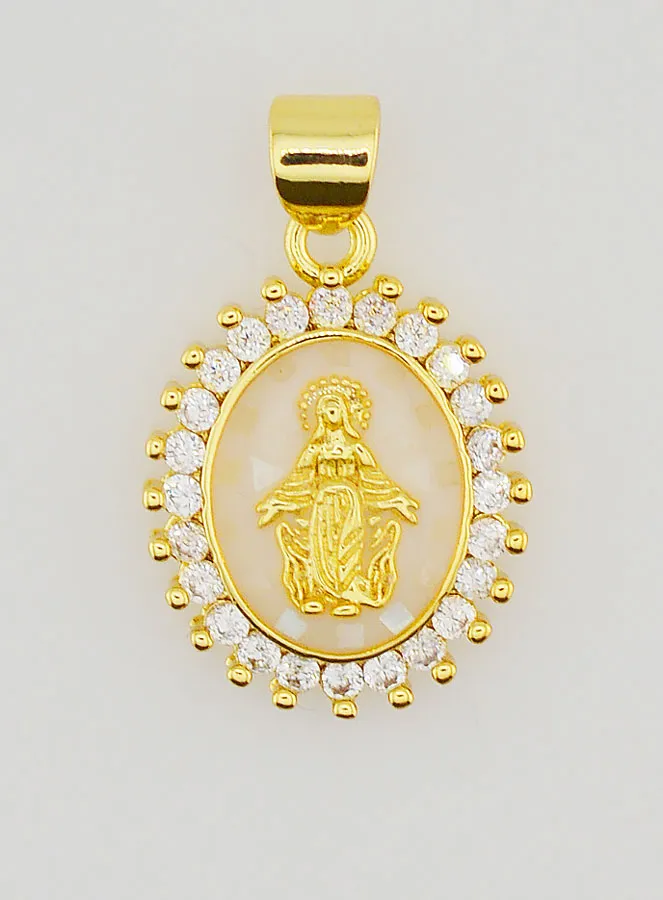 Medaille Wundertätige Madonna Elfenbein Farben - 17mm (pic 1)