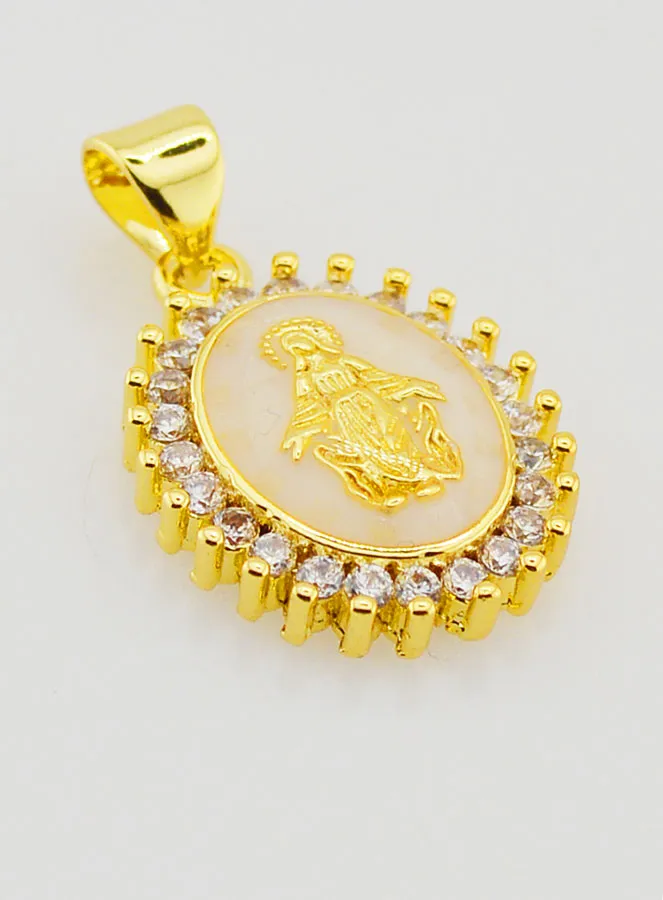 Medaille Wundertätige Madonna Elfenbein Farben - 17mm (pic 3)