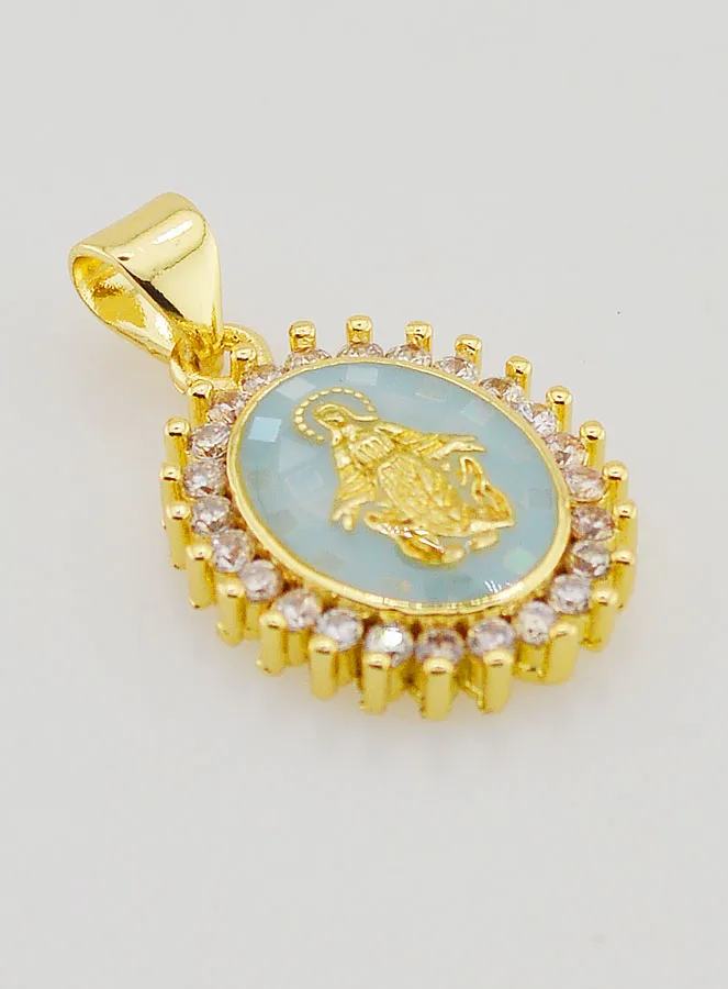 Medaille Wundertätige Madonna Blau - 17mm (pic 3)