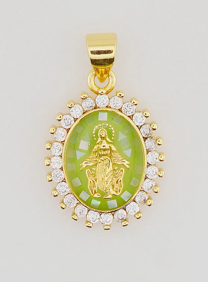 Medaille Wundertätige Madonna Grün - 17mm (pic 1)