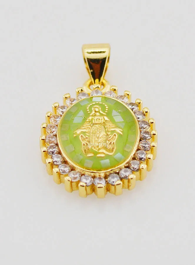 Medaille Wundertätige Madonna Grün - 17mm (pic 2)