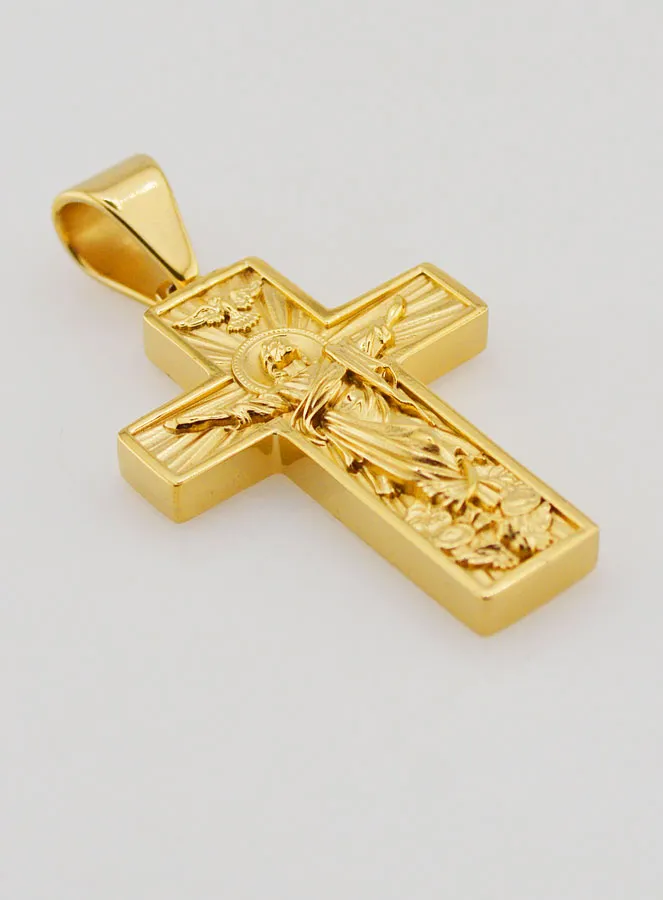 Anhänger Kreuz Christus Erlöser Edelstahl Goldfarben - 35mm (pic 3)