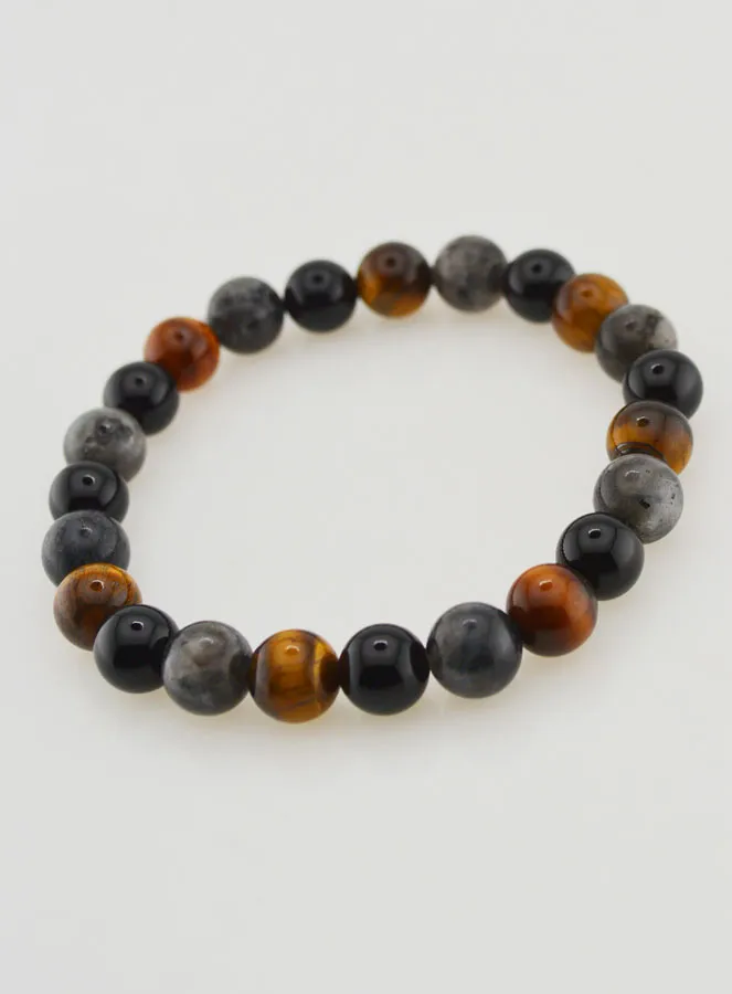 Armband aus Tigerauge - Onyx - Larvikit - 8mm (pic 4)