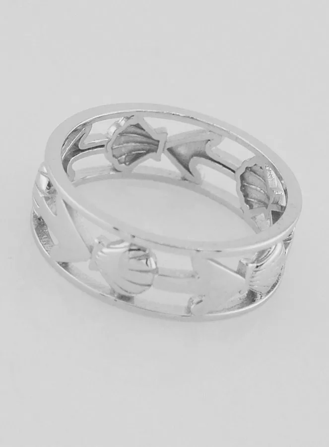 Durchbrochener Silber Ring mit Muschel und Anker - Grösse 56 (pic 2)