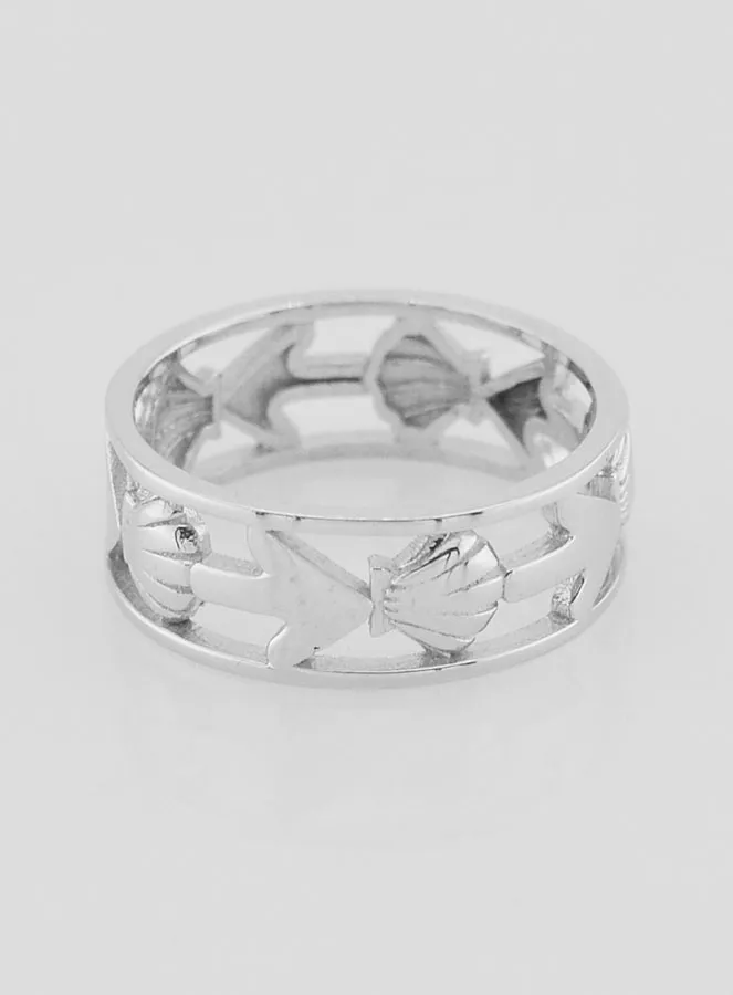 Silber Ring Durchbrochen mit Muschel und Anker - Grösse 54 (pic 1)