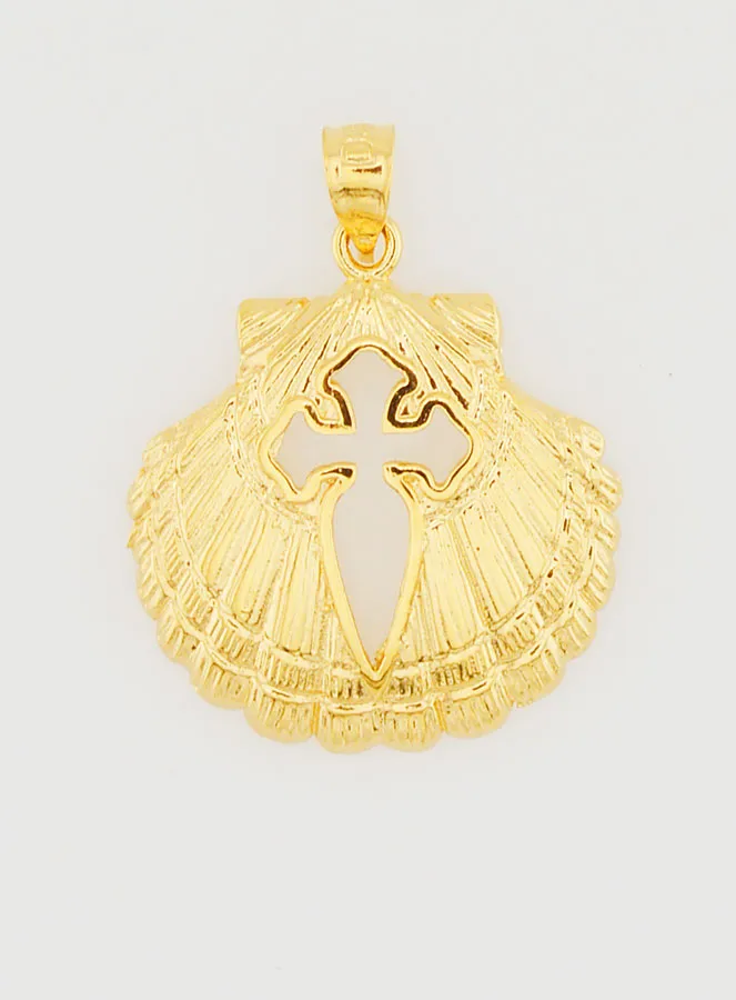 Anhänger Muschel mit Jakobskreuz - 18mm (pic 1)