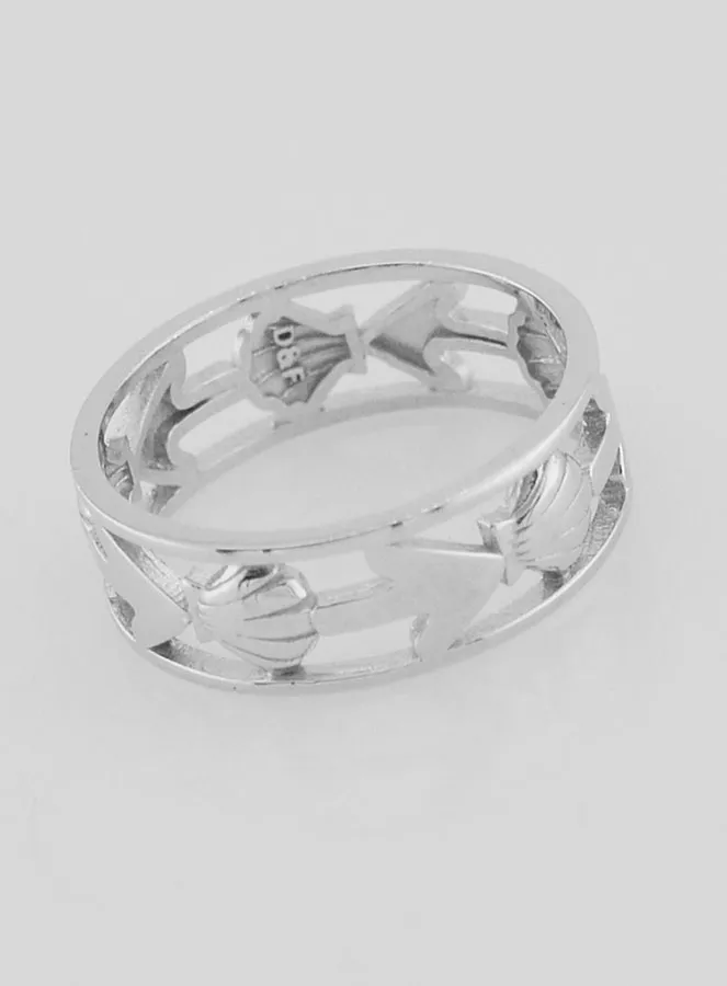 Durchbrochener Silber Ring mit Muschel und Anker - Grösse 58 (pic 3)