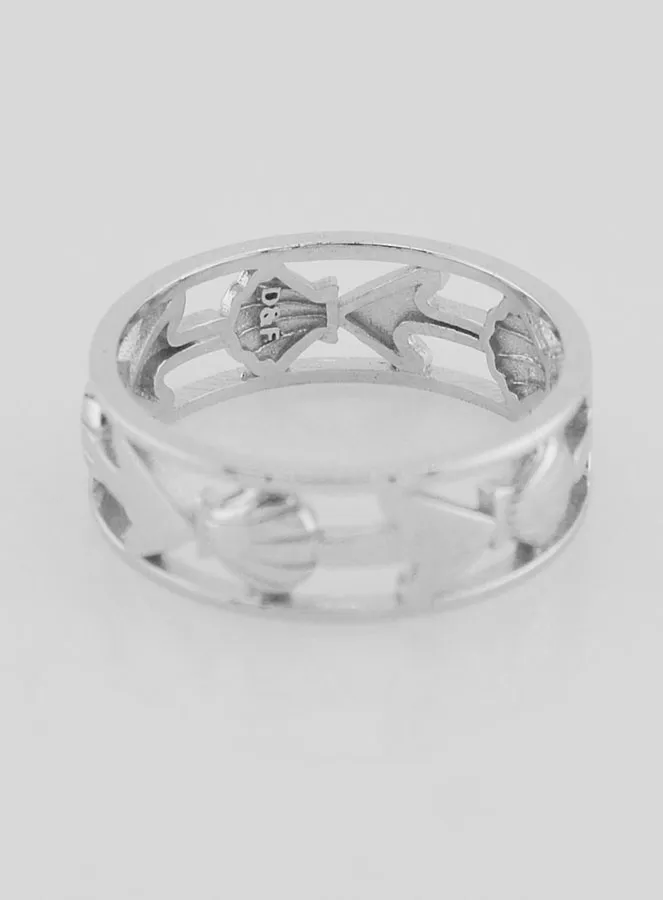 Durchbrochener Silber Ring mit Muschel und Anker - Grösse 58 (pic 4)