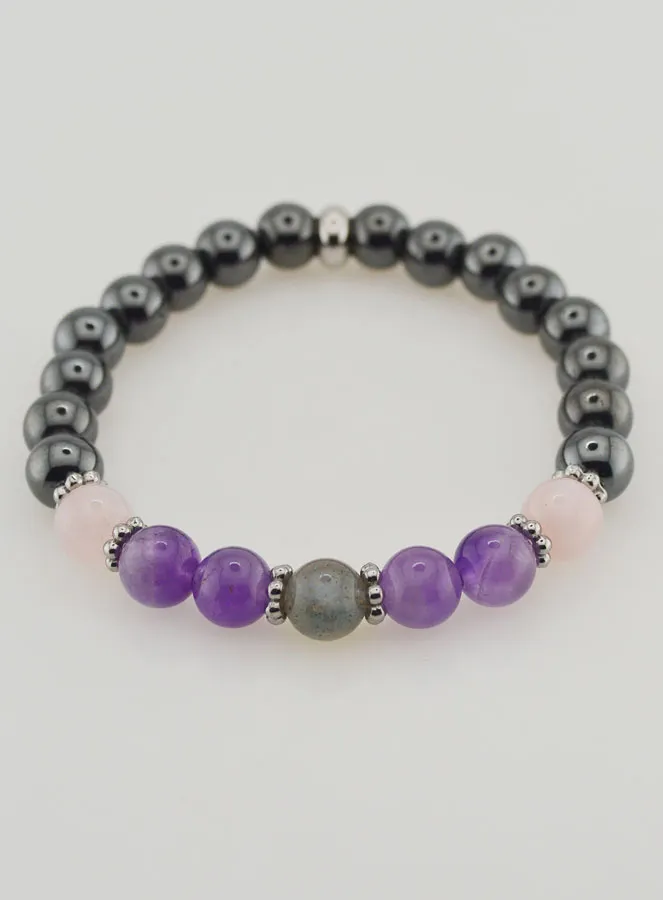 Armband mit Hämatit, Amethyst, Labradorit, Quarz - 8mm (pic 2)