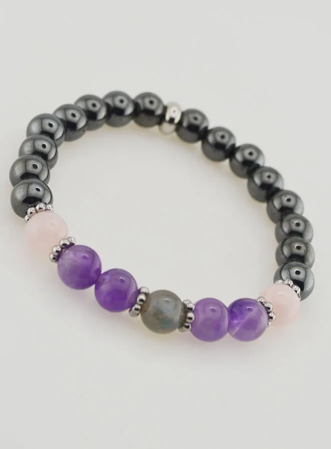 Armband mit Hämatit, Amethyst, Labradorit, Quarz - 8mm (pic 3)